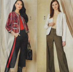 1830 Vogue Lined Fit Shaped Patch Pocket Jacket, Wide Leg Pants Lengths Pattern 16 to 24 New